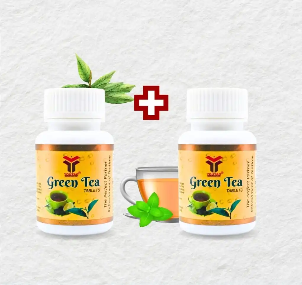 Youtag Green Tea Tablets (2 Pack) – Antioxidant-Rich Supplement for Metabolism, Detox & Immunity (60 Tablets Each)